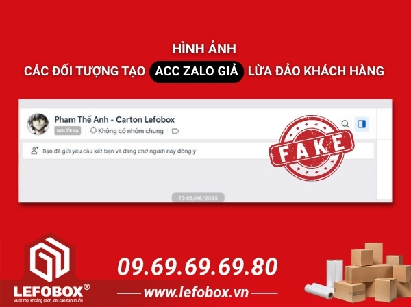 Các đối tượng sử dụng acc zalo giả mạo thương hiệu LefoBox để lừa đảo khách hàng