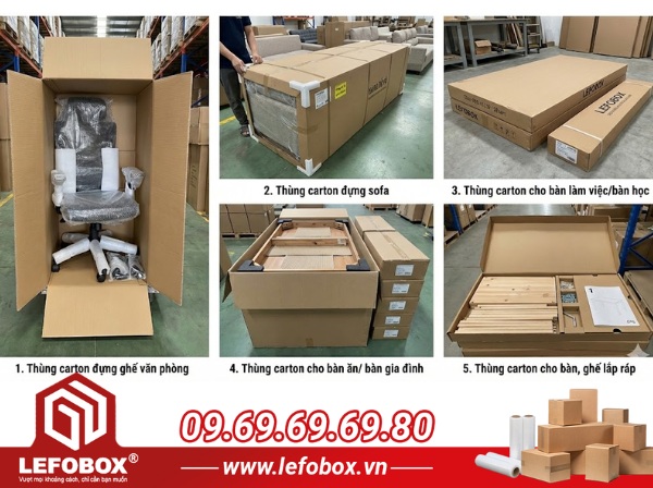 Các loại thùng carton đựng bàn ghế phổ biến