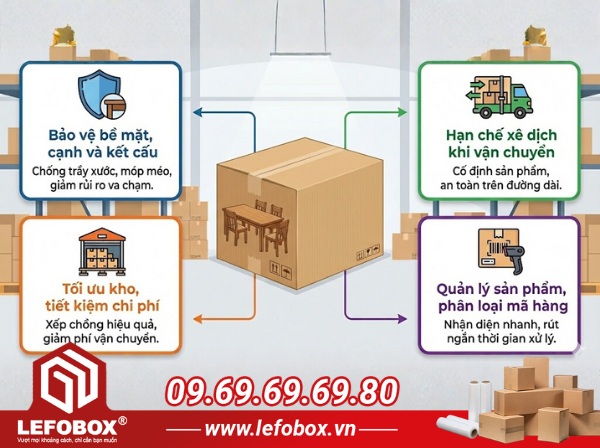 Công dụng của thùng carton đựng bàn ghế