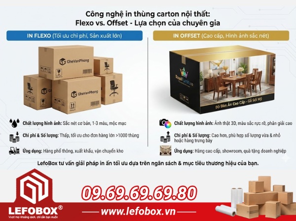 Công nghệ in thùng carton đựng bàn ghế
