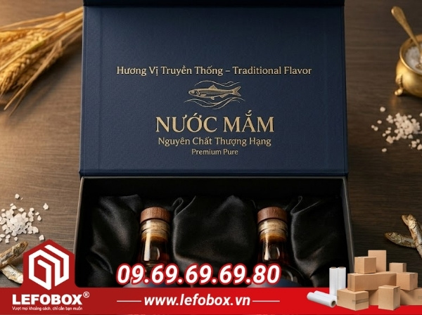 Hộp đựng nước mắm làm quà tặng doanh nghiệp hoặc quà biếu khách hàng dịp Tết