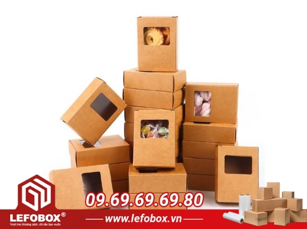 Hộp giấy kraft có cửa số mica