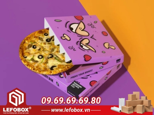 Hộp pizza thiết kế in ấn hình ảnh độc đáo
