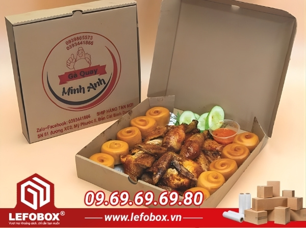 In logo hộp carton đựng gà nướng theo yêu cầu