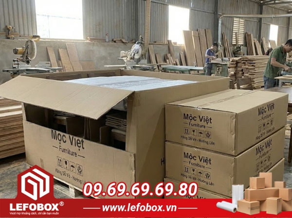 Lefobox địa chỉ sản xuất thùng carton đựng bàn ghế