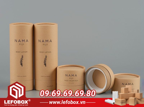 Mẫu hộp giấy đựng mỹ phẩm hình trụ