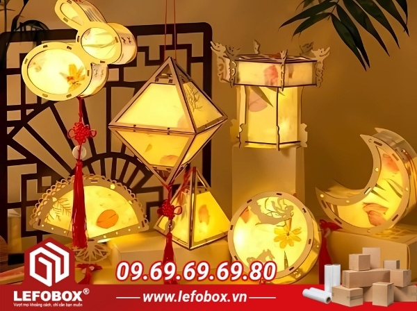 Mẫu đèn trung thu làm bằng bìa carton đa dạng hình dáng