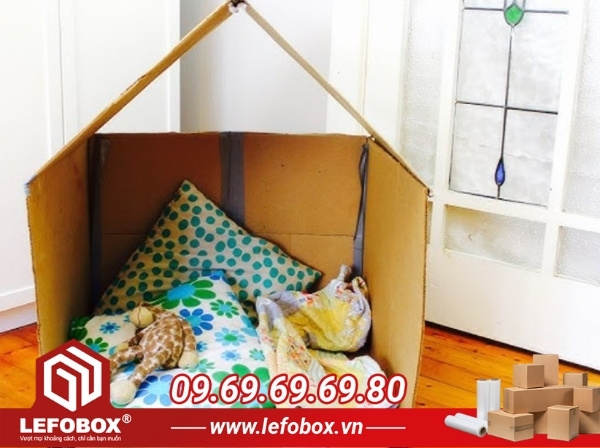 Mẫu lều bằng giấy carton hình ngôi nhà