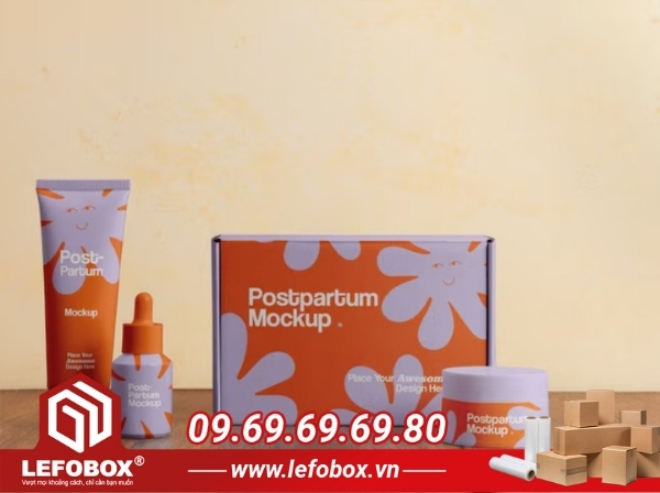 Mẫu hộp carton ngành mỹ phẩm màu tím 