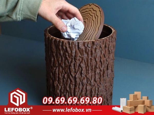 Mẫu thùng rác tái chế từ khúc cây