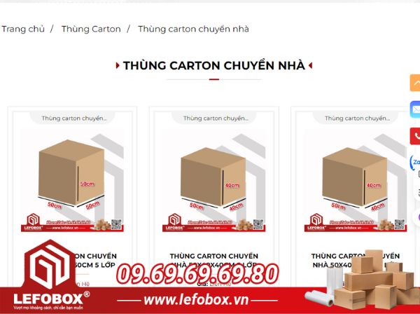 Mua thùng carton chuyển nhà tại các cửa hàng trực tuyến