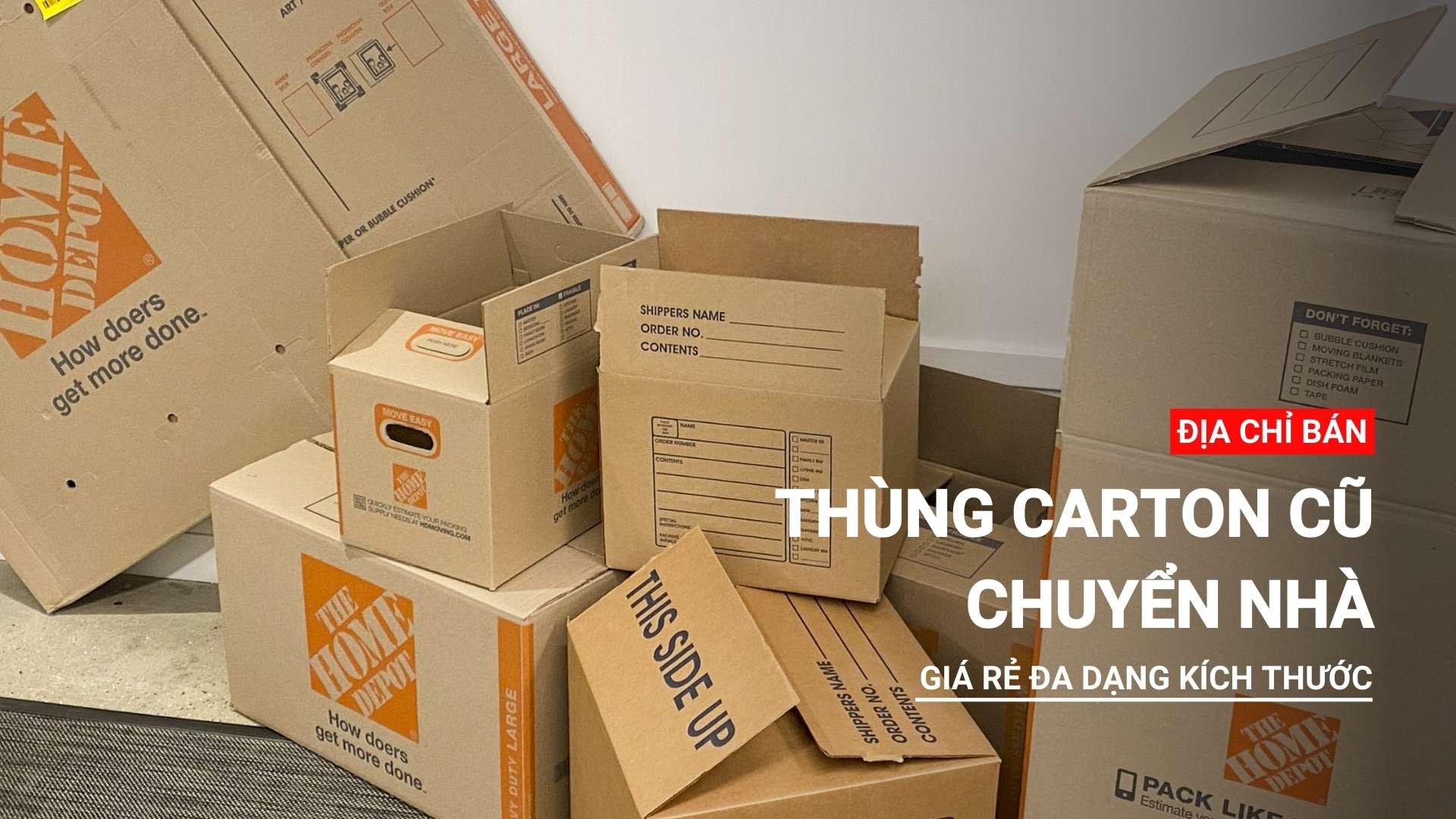 Thùng carton cũ chuyển nhà giá rẻ, đa dạng kích thước