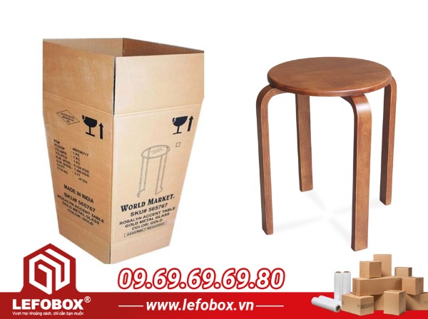 thiết kế thùng carton theo kích thước bàn ghế