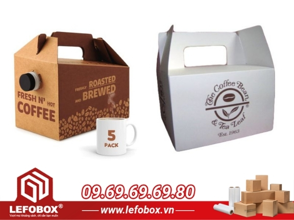 Thùng carton đựng cà phê có tay cầm