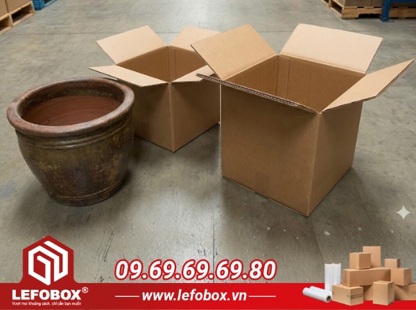 thùng carton đựng chậu cây