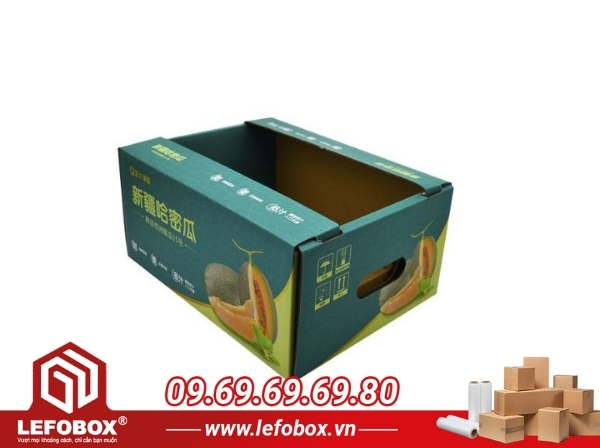 Thùng carton đựng dưa lưới dạng khay