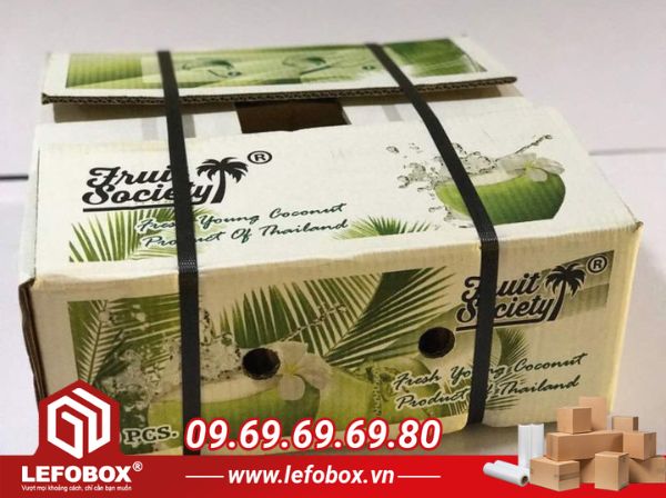 Thùng carton cũ Cần Giờ đựng dừa nước