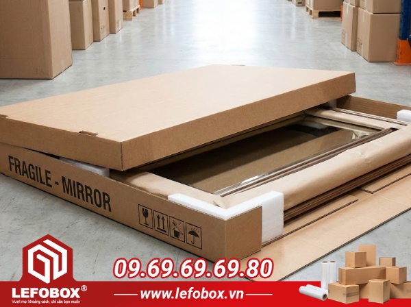 thùng carton đựng gương nắp gài