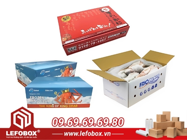 Thùng carton đựng hải sản 5 lớp in thương hiệu