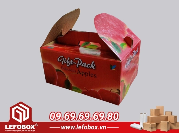 Thùng carton đựng táo có quai xách