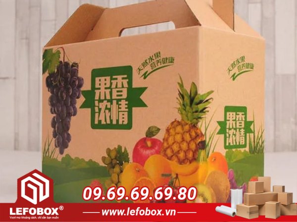 Thùng carton đựng trái cây có tay cầm