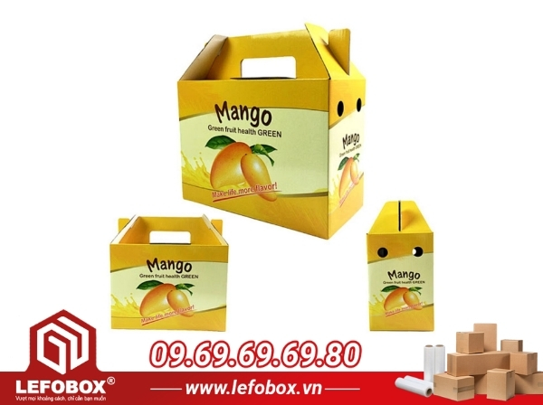 Thùng carton có quai xách đựng xoài