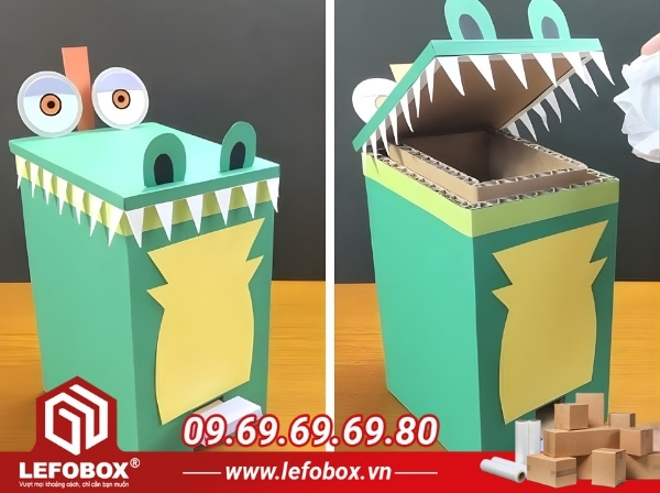Thùng rác tái chế hình con cá sấu