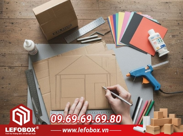 Vẽ phác thảo mô hình lên giấy bìa carton
